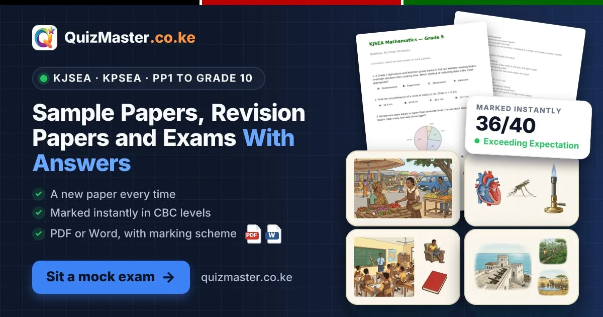 QuizMaster Kenya homepage: edtech platform built by Shupavu Tech